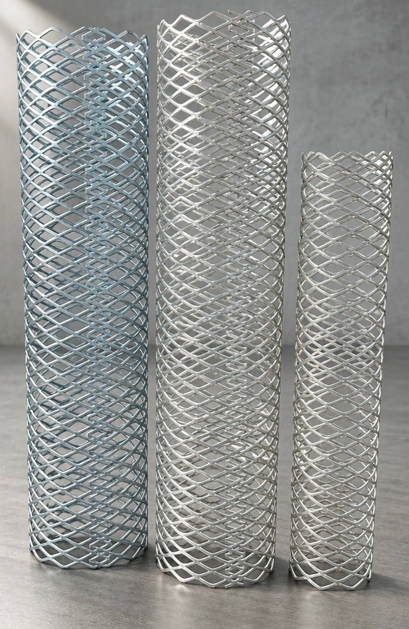 Expanded metal mesh tubes with diamond openings