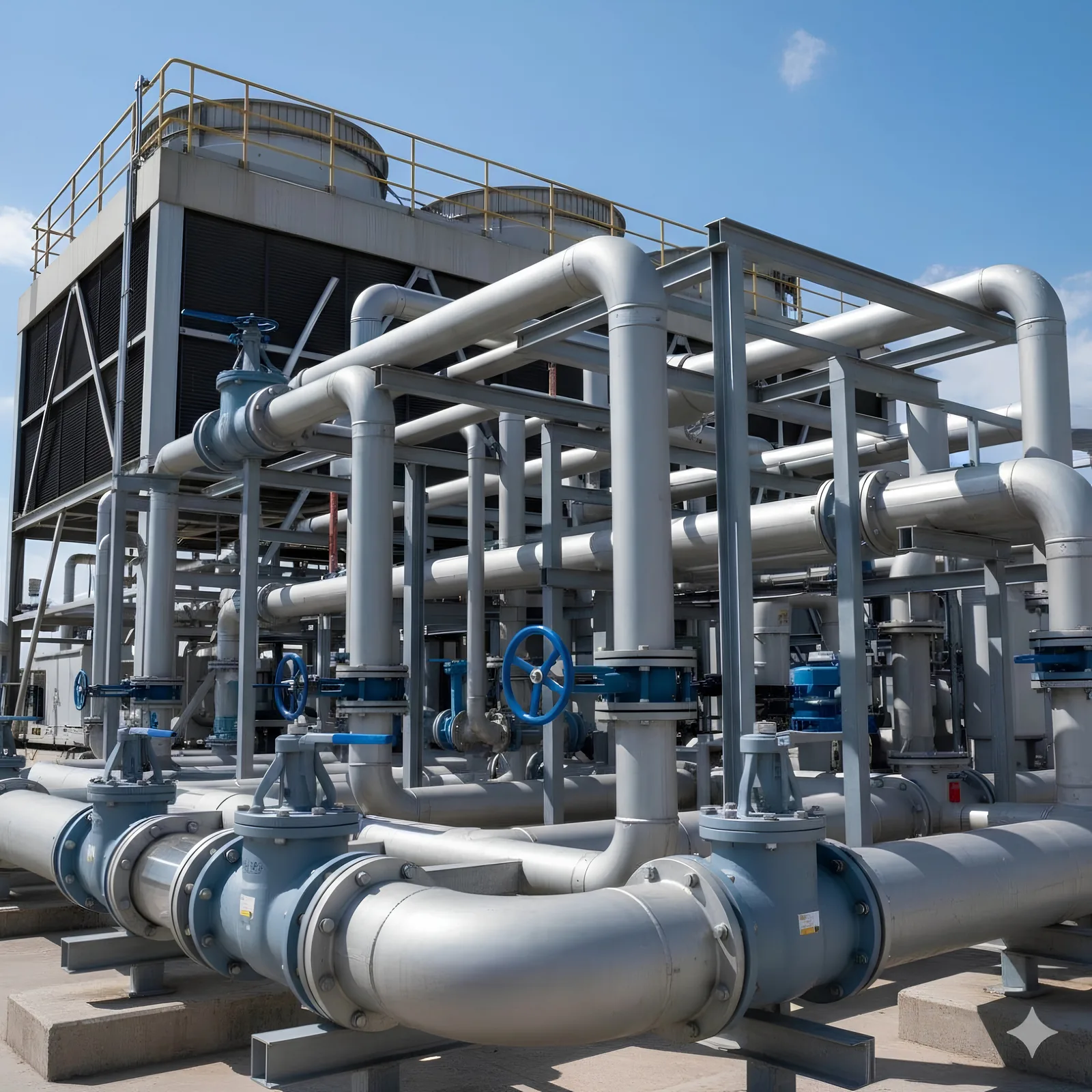 Cooling tower with condenser-water piping