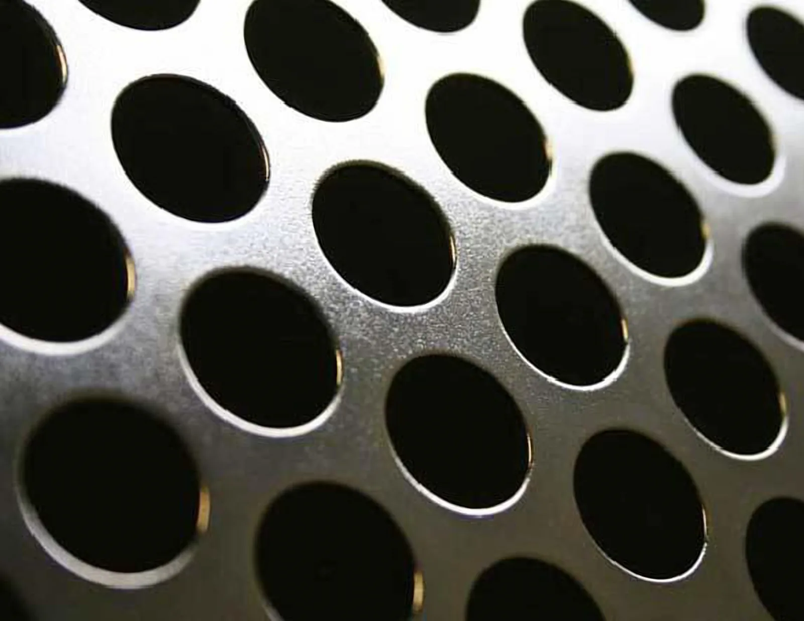 Close-up of round-hole perforated metal sheet