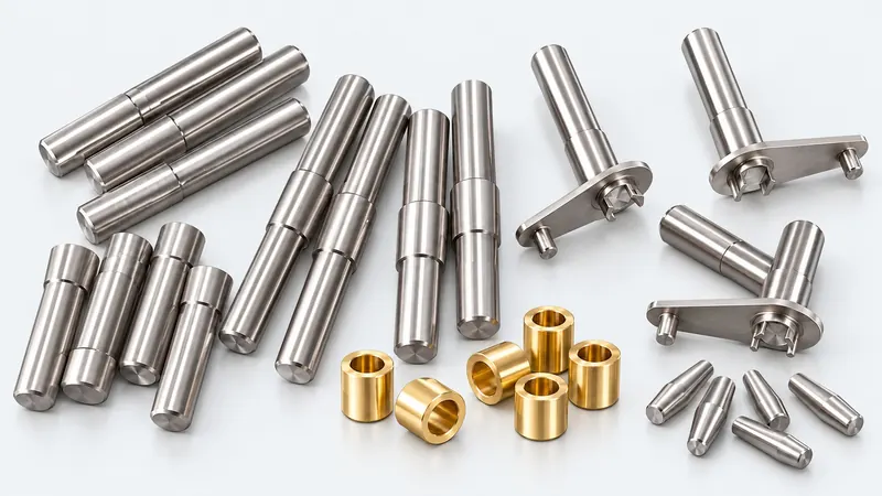 Turned steel shafts, pins and brass bushes